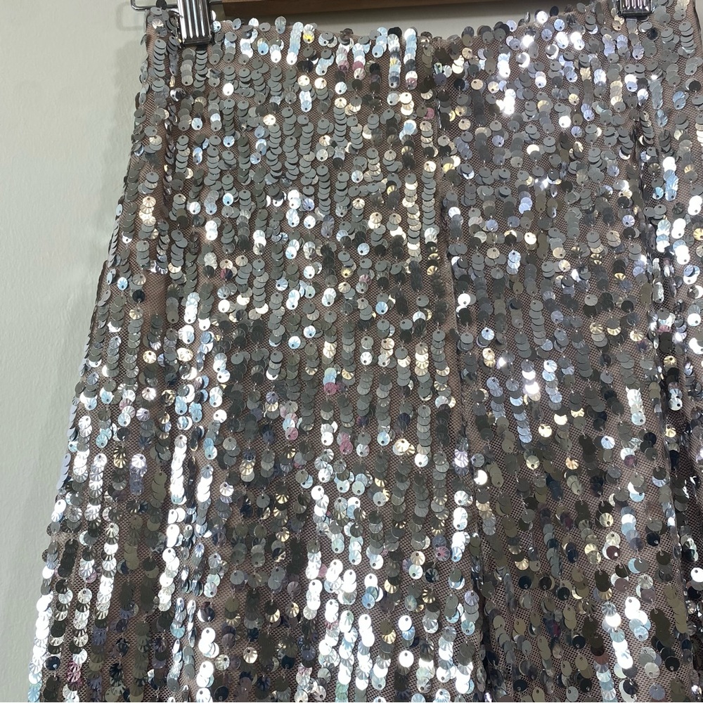 Zara Silver Sequin Flare Pants - Picture 4 of 8